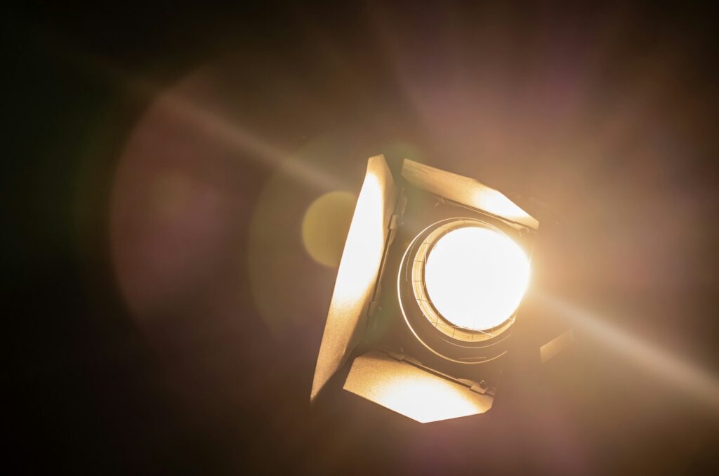 a light fixture with a light
